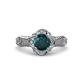 3 - Maura Signature London Blue Topaz and Diamond Floral Halo Engagement Ring 