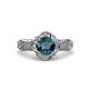 3 - Maura Signature Blue and White Diamond Floral Halo Engagement Ring 