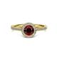 2 - Vida Signature Red Garnet and Diamond Halo Engagement Ring 