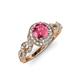 4 - Hana Signature Pink Tourmaline and Diamond Halo Engagement Ring 