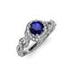 4 - Hana Signature Blue Sapphire and Diamond Halo Engagement Ring 