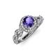 4 - Hana Signature Iolite and Diamond Halo Engagement Ring 