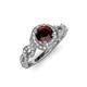 4 - Hana Signature Red Garnet and Diamond Halo Engagement Ring 