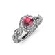 4 - Hana Signature Rhodolite Garnet and Diamond Halo Engagement Ring 