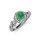4 - Hana Signature Emerald and Diamond Halo Engagement Ring 