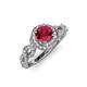 4 - Hana Signature Ruby and Diamond Halo Engagement Ring 