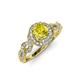4 - Hana Signature Yellow and White Diamond Halo Engagement Ring 
