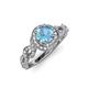 4 - Hana Signature Blue Topaz and Diamond Halo Engagement Ring 
