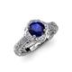 4 - Maura Signature Blue Sapphire and Diamond Floral Halo Engagement Ring 