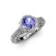 4 - Maura Signature Tanzanite and Diamond Floral Halo Engagement Ring 