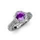 4 - Maura Signature Amethyst and Diamond Floral Halo Engagement Ring 