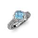 4 - Maura Signature Blue Topaz and Diamond Floral Halo Engagement Ring 