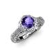4 - Maura Signature Iolite and Diamond Floral Halo Engagement Ring 