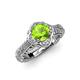 4 - Maura Signature Peridot and Diamond Floral Halo Engagement Ring 