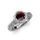 4 - Maura Signature Red Garnet and Diamond Floral Halo Engagement Ring 