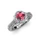 4 - Maura Signature Rhodolite Garnet and Diamond Floral Halo Engagement Ring 