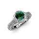 4 - Maura Signature Emerald and Diamond Floral Halo Engagement Ring 
