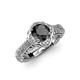 4 - Maura Signature Black and White Diamond Floral Halo Engagement Ring 