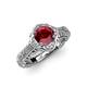 4 - Maura Signature Ruby and Diamond Floral Halo Engagement Ring 
