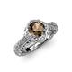 4 - Maura Signature Smoky Quartz and Diamond Floral Halo Engagement Ring 