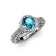 4 - Maura Signature London Blue Topaz and Diamond Floral Halo Engagement Ring 