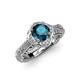 4 - Maura Signature Blue and White Diamond Floral Halo Engagement Ring 