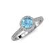3 - Vida Signature Blue Topaz and Diamond Halo Engagement Ring 