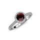 3 - Vida Signature Red Garnet and Diamond Halo Engagement Ring 