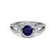 3 - Liora Signature Blue Sapphire and Diamond Eye Halo Engagement Ring 