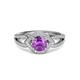3 - Liora Signature Amethyst and Diamond Eye Halo Engagement Ring 