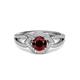 3 - Liora Signature Red Garnet and Diamond Eye Halo Engagement Ring 