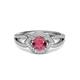 3 - Liora Signature Rhodolite Garnet and Diamond Eye Halo Engagement Ring 