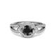 3 - Liora Signature Black and White Diamond Eye Halo Engagement Ring 