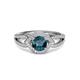 3 - Liora Signature Blue and White Diamond Eye Halo Engagement Ring 