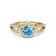 3 - Liora Signature Blue Topaz and Diamond Eye Halo Engagement Ring 