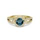 3 - Liora Signature Blue and White Diamond Eye Halo Engagement Ring 