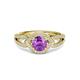 3 - Liora Signature Amethyst and Diamond Eye Halo Engagement Ring 