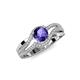 4 - Aimee Signature Iolite and Diamond Bypass Halo Engagement Ring 