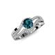 4 - Aimee Signature Blue and White Diamond Bypass Halo Engagement Ring 