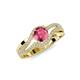 3 - Aimee Signature Pink Tourmaline and Diamond Bypass Halo Engagement Ring 
