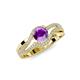 3 - Aimee Signature Amethyst and Diamond Bypass Halo Engagement Ring 