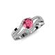 3 - Aimee Signature Pink Tourmaline and Diamond Bypass Halo Engagement Ring 