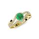 3 - Aimee Signature Emerald and Diamond Bypass Halo Engagement Ring 