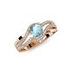 3 - Aimee Signature Aquamarine and Diamond Bypass Halo Engagement Ring 