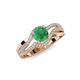 3 - Aimee Signature Emerald and Diamond Bypass Halo Engagement Ring 