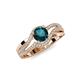 3 - Aimee Signature London Blue Topaz and Diamond Bypass Halo Engagement Ring 