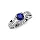 3 - Aimee Signature Blue Sapphire and Diamond Bypass Halo Engagement Ring 