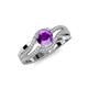 3 - Aimee Signature Amethyst and Diamond Bypass Halo Engagement Ring 