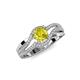 4 - Aimee Signature Yellow and White Diamond Bypass Halo Engagement Ring 
