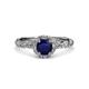 3 - Allene Signature Round Blue Sapphire and Diamond Halo Engagement Ring 